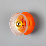 Eclipse Coloured Brass & Prismatic Glass Dish Wall Light-Mullan Lighting-Powder Coated Orange-nirohome