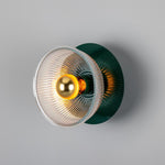 Eclipse Coloured Brass & Prismatic Glass Dish Wall Light-Mullan Lighting-Powder Coated Racing Green-nirohome
