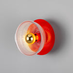 Eclipse Coloured Brass & Prismatic Glass Dish Wall Light-Mullan Lighting-Powder Coated Red-nirohome