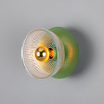 Eclipse Coloured Brass & Prismatic Glass Dish Wall Light-Mullan Lighting-Powder Coated Sage Green-nirohome