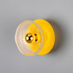 Eclipse Coloured Brass & Prismatic Glass Dish Wall Light-Mullan Lighting-Powder Coated Yellow-nirohome