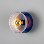 Eclipse Coloured Brass & Prismatic Glass Dish Wall Light-Mullan Lighting-Sapphire Blue-nirohome