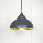 Hammered Brass Harborne Pendant-From The Anvil-Slate-nirohome