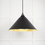 Hammered Brass Hockley Pendant-From The Anvil-Elan Black-nirohome