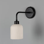 Osier Organic Ceramic Wall Light, Matte White Striped-Mullan Lighting-nirohome