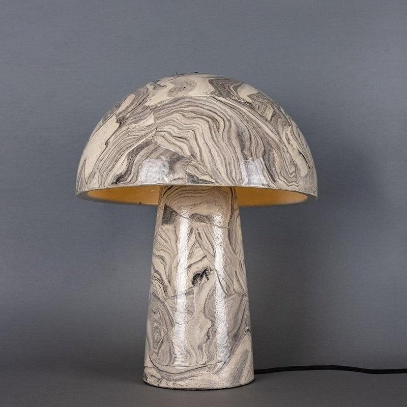 Amanita Ceramic Marbled Mushroom Table Lamp - Large-Mullan Lighting-nirohome