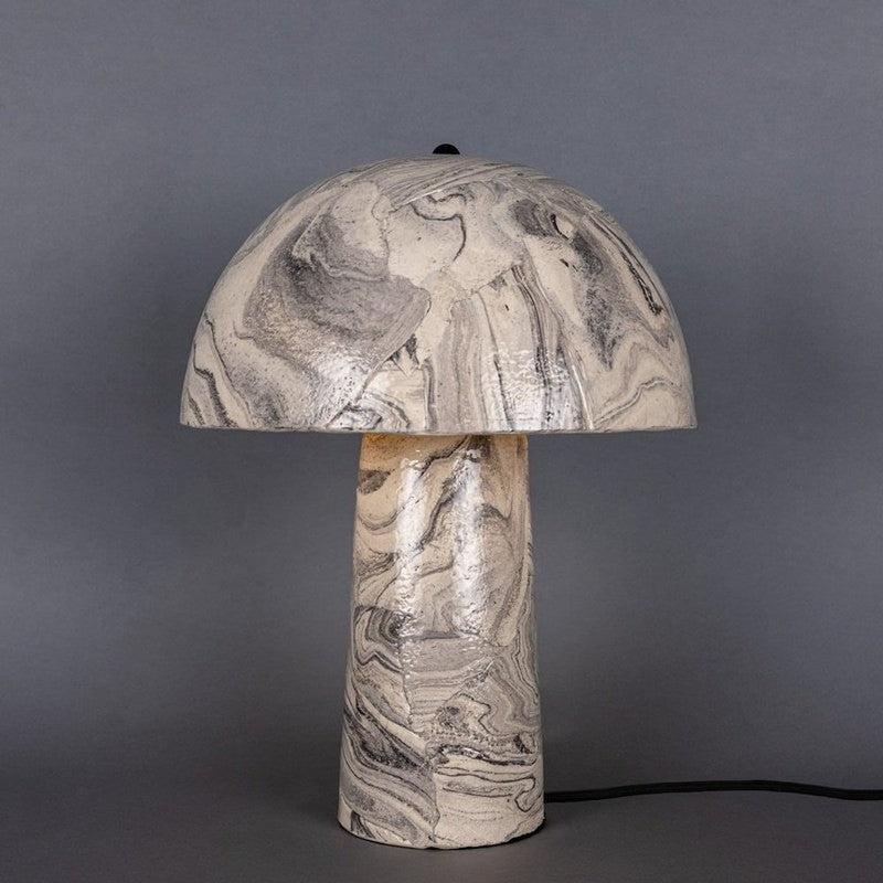 Amanita Ceramic Marbled Mushroom Table Lamp - Small-Mullan Lighting-nirohome