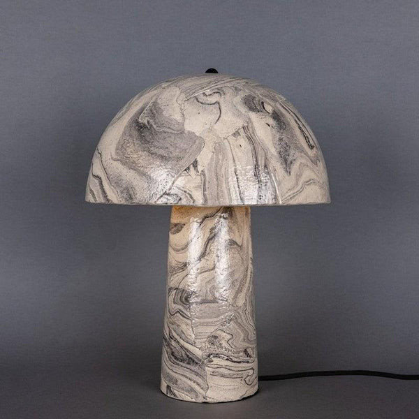 Amanita Ceramic Marbled Mushroom Table Lamp - Small