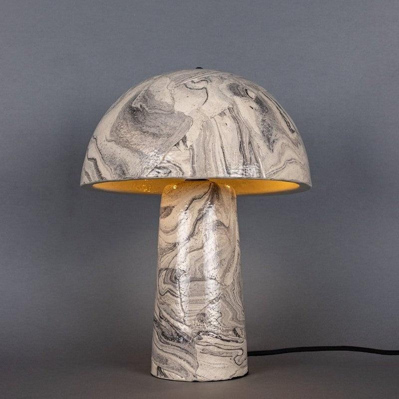 Amanita Ceramic Marbled Mushroom Table Lamp - Small-Mullan Lighting-nirohome