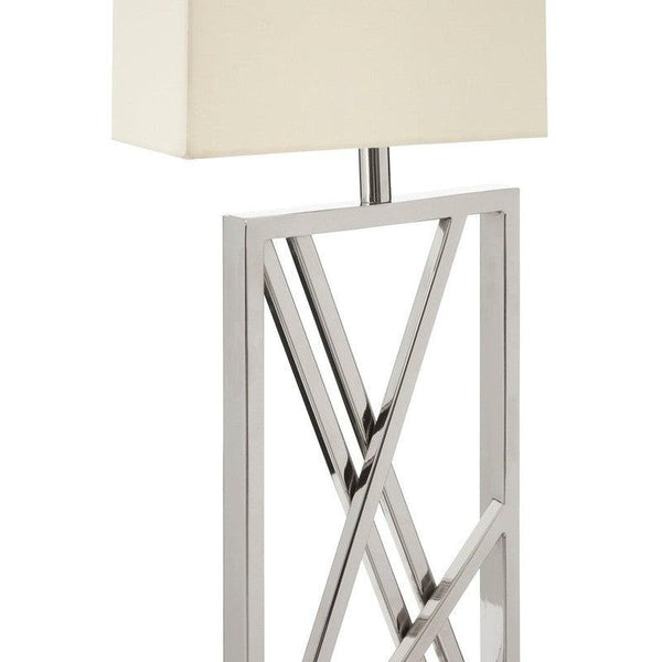 Amber Geometric Base Table Lamp With Cream Fabric Shade