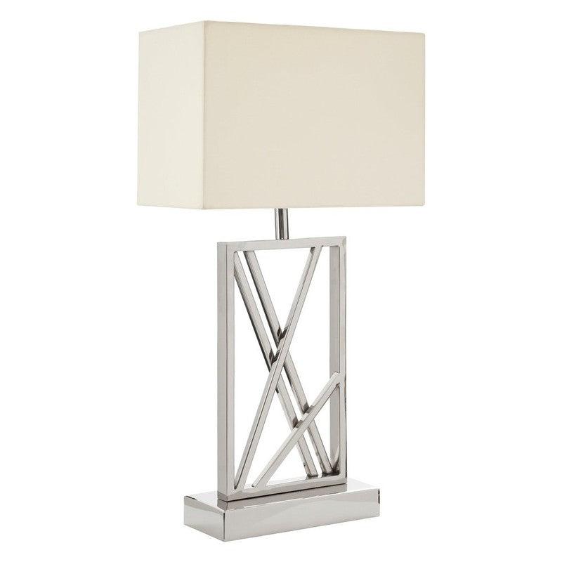 Amber Geometric Base Table Lamp With Cream Fabric Shade-Niro Home-nirohome