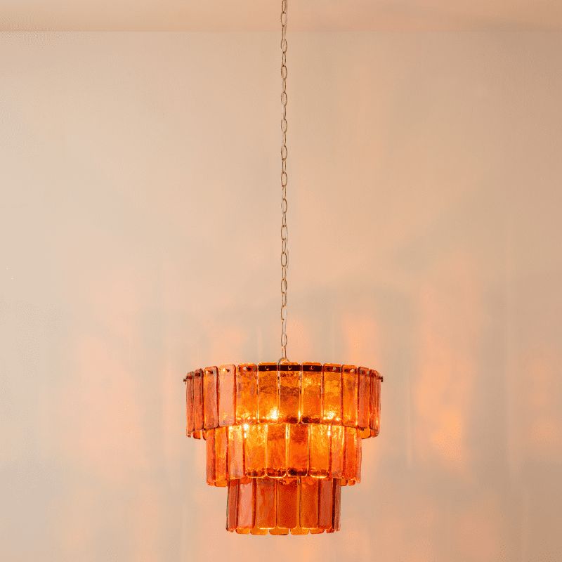 Amber Glass 3 Tiered Chandelier-Houseof.-nirohome