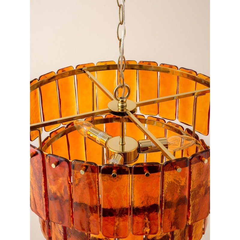 Amber Glass 3 Tiered Chandelier-Houseof.-nirohome