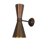 Amias Mid-Century Double Brass Cone Wall Light-Mullan Lighting-Antique Brass-nirohome