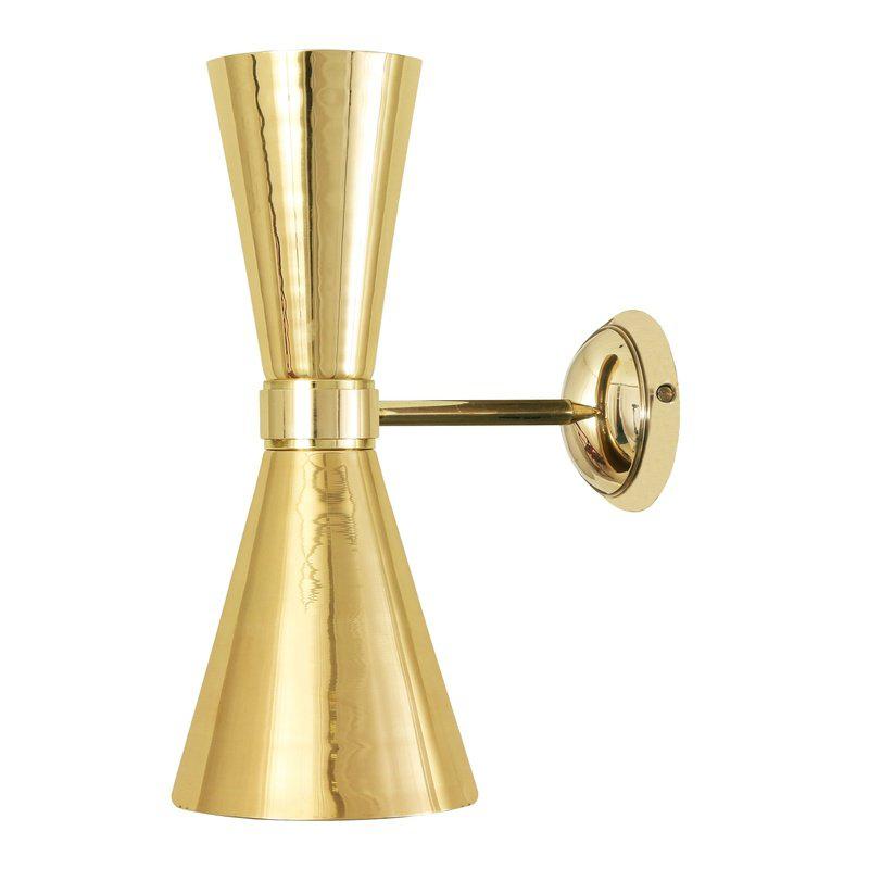 Amias Mid-Century Double Brass Cone Wall Light-Mullan Lighting-Polished Brass-nirohome