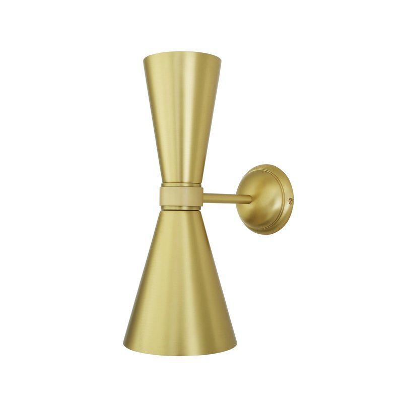 Amias Mid-Century Double Brass Cone Wall Light-Mullan Lighting-Satin Brass-nirohome