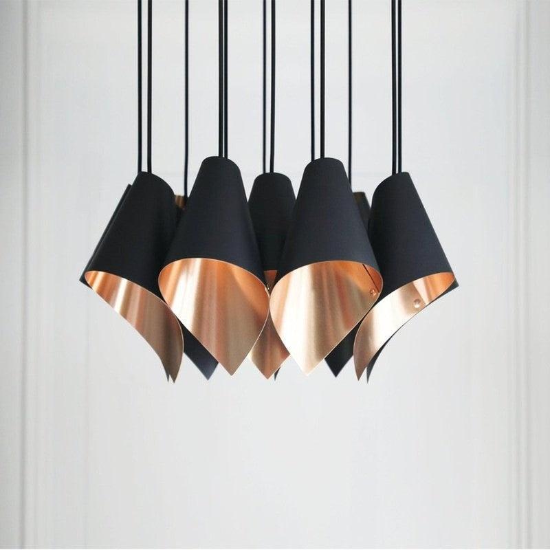 Arc 12 Chandelier Matt Black-Arcform-Brushed Solid Copper-nirohome