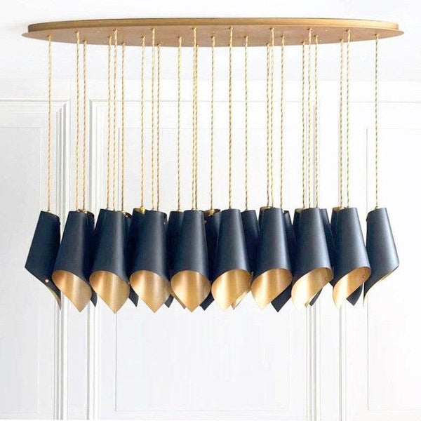 Arc 25 Chandelier Matt Black & Brushed Brass