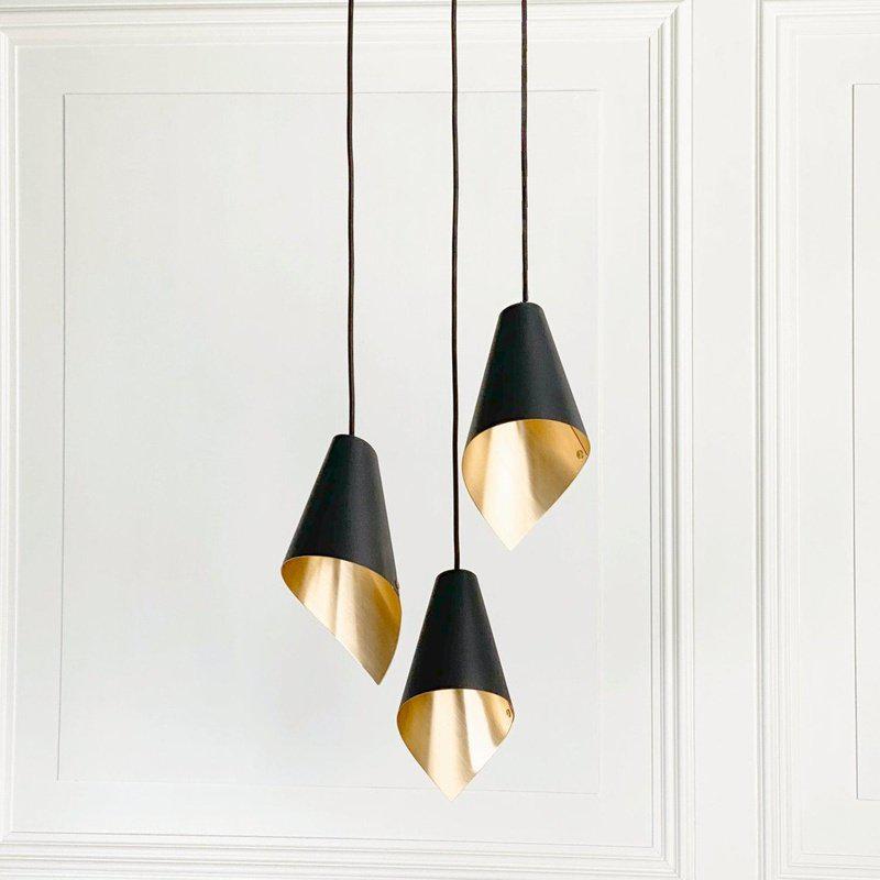 Arc 3 Pendant Cascade-Arcform-Brushed Solid Brass-Matt Black-Standard-nirohome