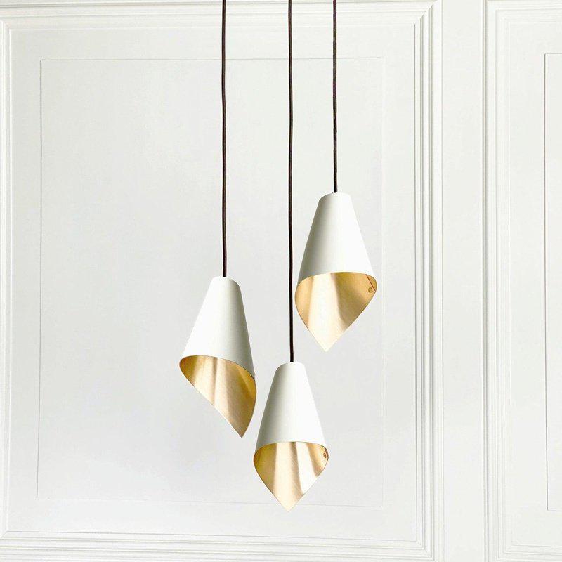 Arc 3 Pendant Cascade-Arcform-Brushed Solid Brass-Matt White-Standard-nirohome