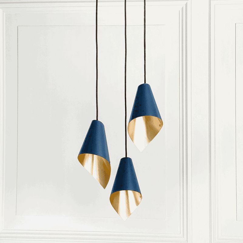 Arc 3 Pendant Cascade-Arcform-Brushed Solid Brass-Steel Blue-Standard-nirohome