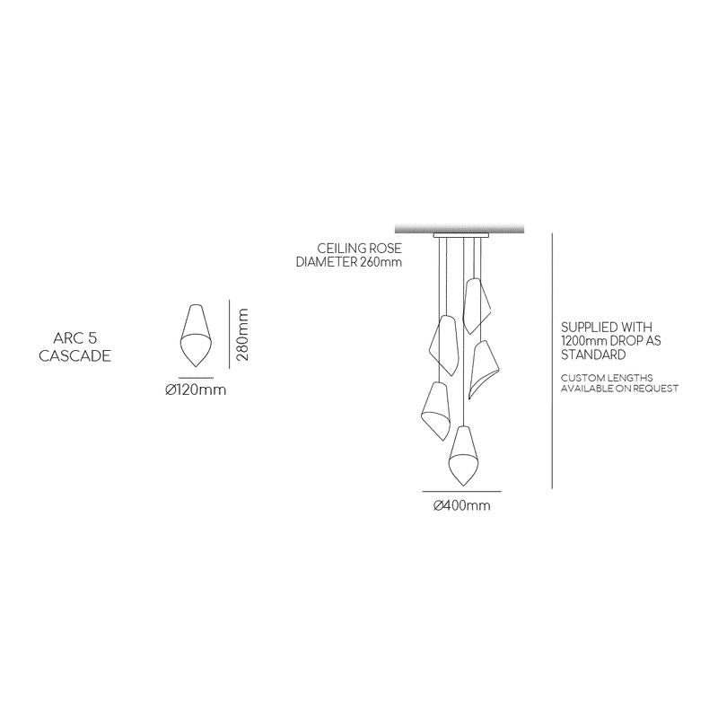 Arc 5 Pendant Cascade-Arcform-Brushed Solid Brass-Matt White-nirohome