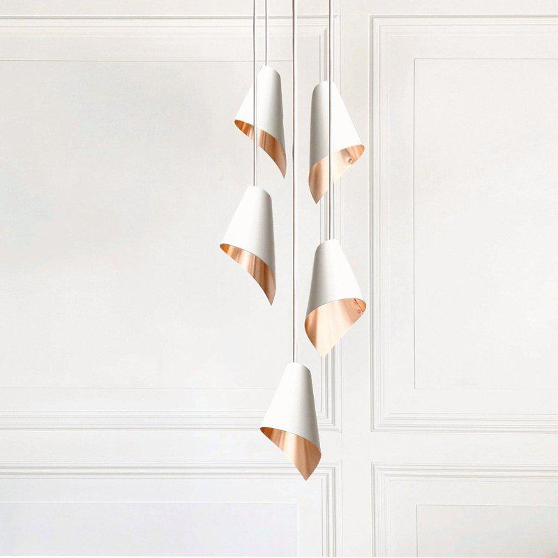 Arc 5 Pendant Cascade-Arcform-Brushed Solid Copper-Matt White-nirohome