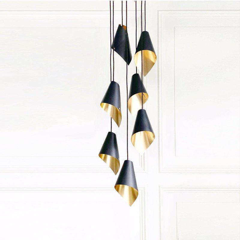 Arc 7 Pendant Cascade-Arcform-Brushed Solid Brass-Matt Black-nirohome