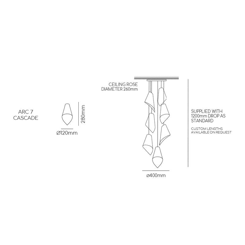 Arc 7 Pendant Cascade-Arcform-Brushed Solid Brass-Matt White-nirohome