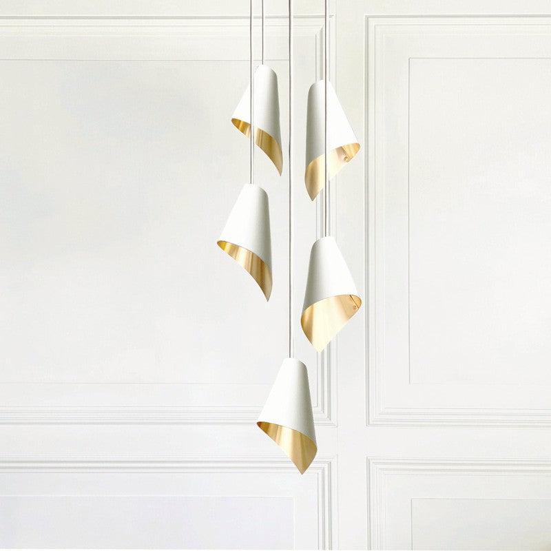 Arc 7 Pendant Cascade-Arcform-Brushed Solid Brass-Matt White-nirohome