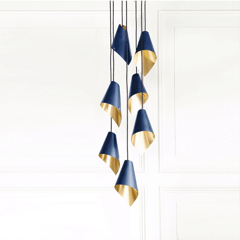 Arc 7 Pendant Cascade-Arcform-Brushed Solid Brass-Steel Blue-nirohome