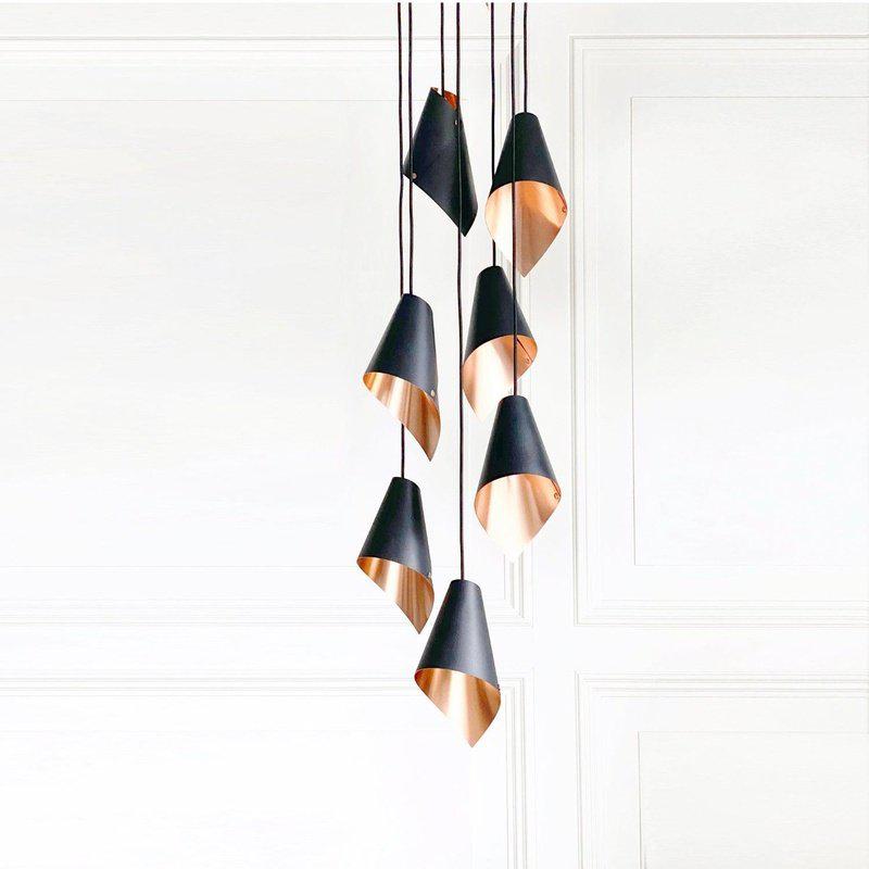 Arc 7 Pendant Cascade-Arcform-Brushed Solid Copper-Matt Black-nirohome