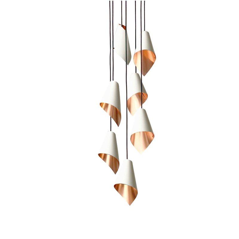 Arc 7 Pendant Cascade-Arcform-Brushed Solid Copper-Matt White-nirohome