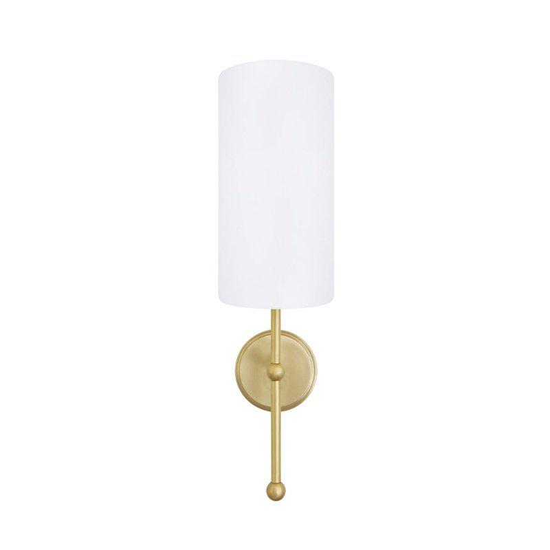 Arizona Contemporary Brass Wall Light With Tall Fabric Shade-Mullan Lighting-nirohome