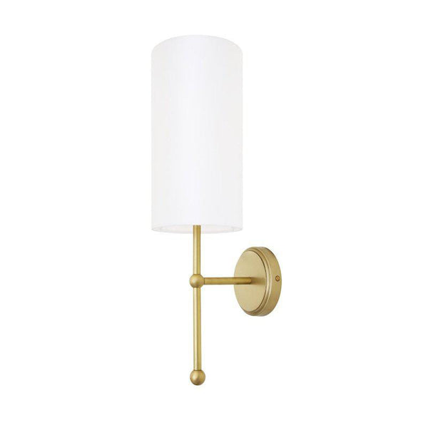 Arizona Contemporary Brass Wall Light With Tall Fabric Shade