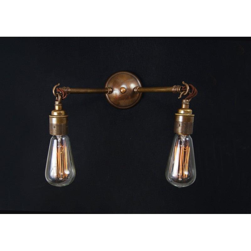 Arrigo Double Bare Bulb Wall Light-Mullan Lighting-Antique Brass-nirohome