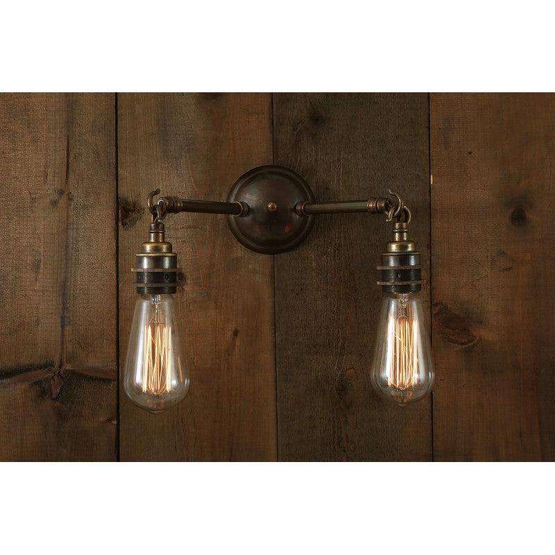 Arrigo Double Bare Bulb Wall Light-Mullan Lighting-Antique Brass-nirohome