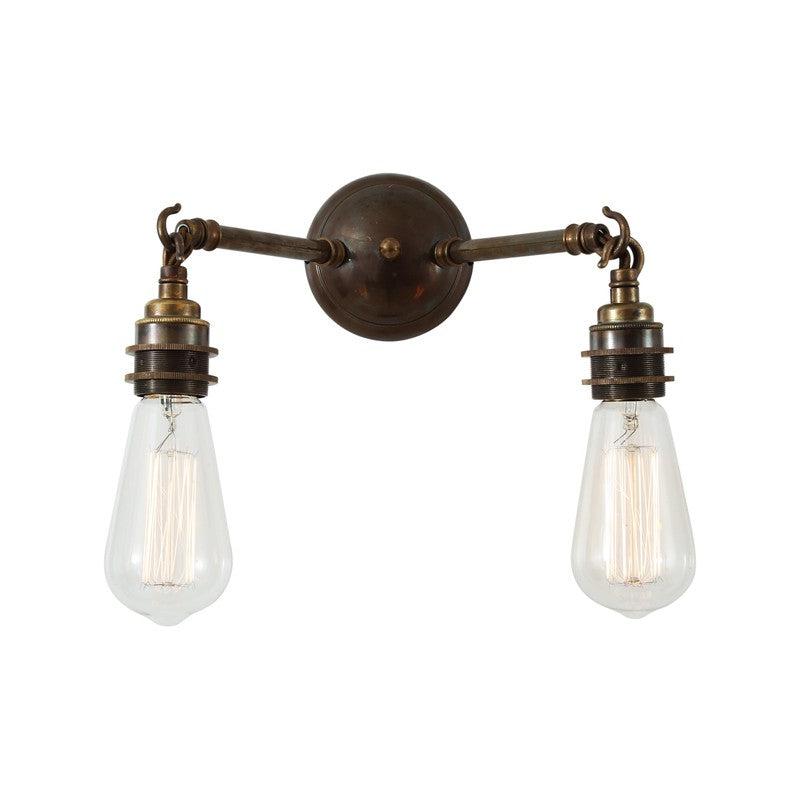 Arrigo Double Bare Bulb Wall Light-Mullan Lighting-Antique Brass-nirohome