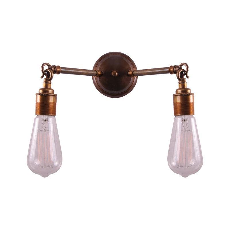 Arrigo Double Bare Bulb Wall Light-Mullan Lighting-Antique Brass-nirohome