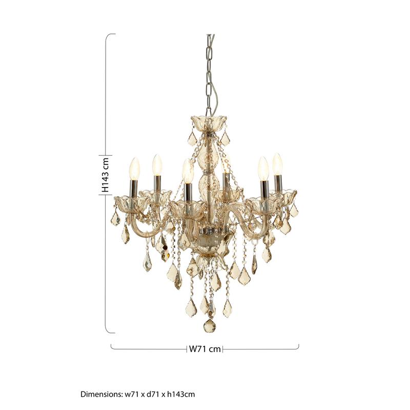 Ayala 8 Bulb Chrome and Cognac Glass Chandelier-Wrenford & Co.-nirohome