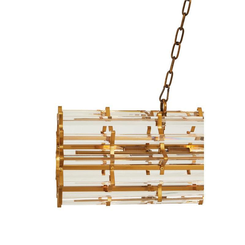 Ayala Cylindrical 8 Bulb Crystal Chandelier-Wrenford & Co.-Brass-nirohome