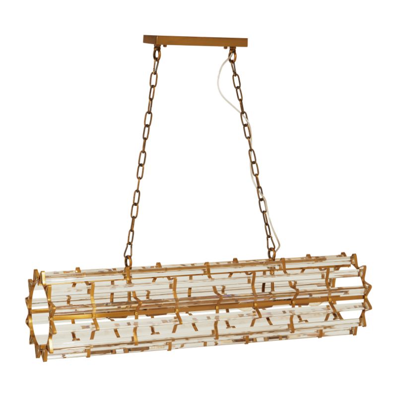 Ayala Cylindrical 8 Bulb Crystal Chandelier-Wrenford & Co.-Brass-nirohome