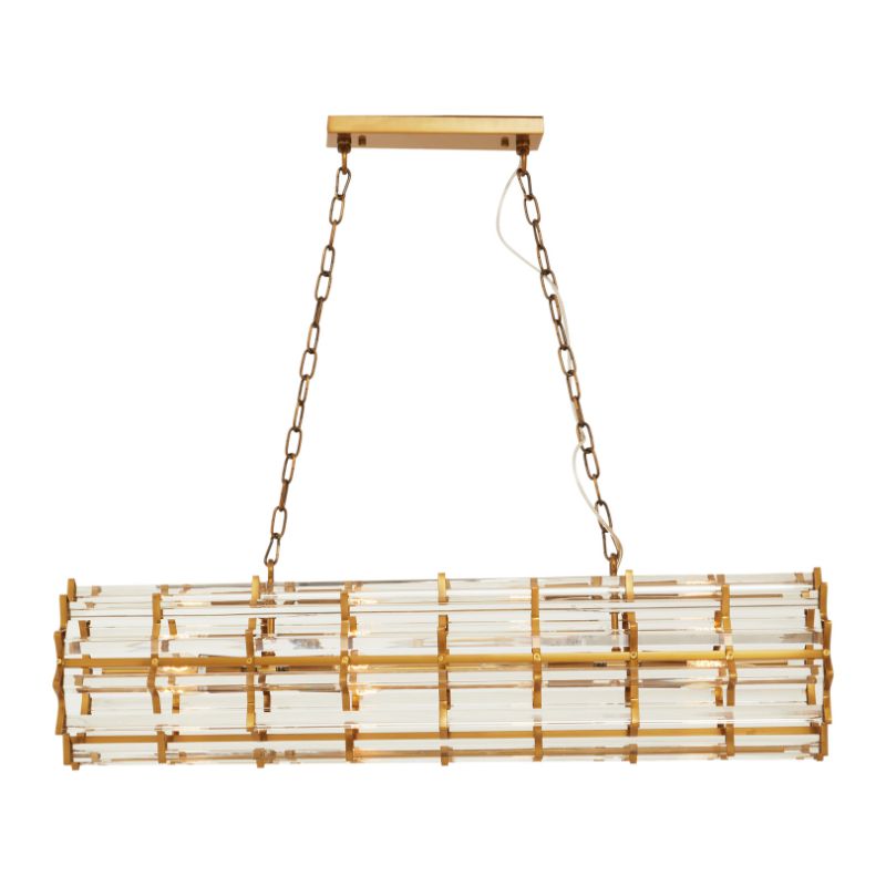Ayala Cylindrical 8 Bulb Crystal Chandelier-Wrenford & Co.-Brass-nirohome