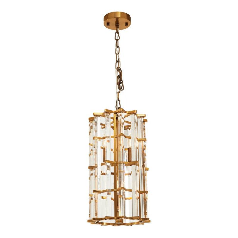 Ayala Small Vertical Brass Cylinder Chandelier-Niro Home-Brass-nirohome