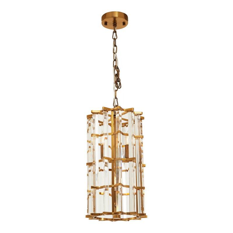 Ayala Small Vertical Brass Cylinder Chandelier-Wrenford & Co.-Brass-nirohome