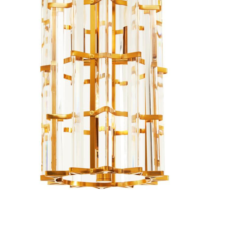 Ayala Small Vertical Brass Cylinder Chandelier-Wrenford & Co.-Brass-nirohome