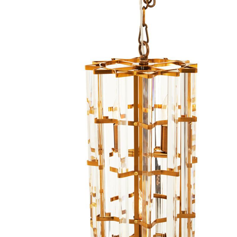 Ayala Small Vertical Brass Cylinder Chandelier-Wrenford & Co.-Brass-nirohome