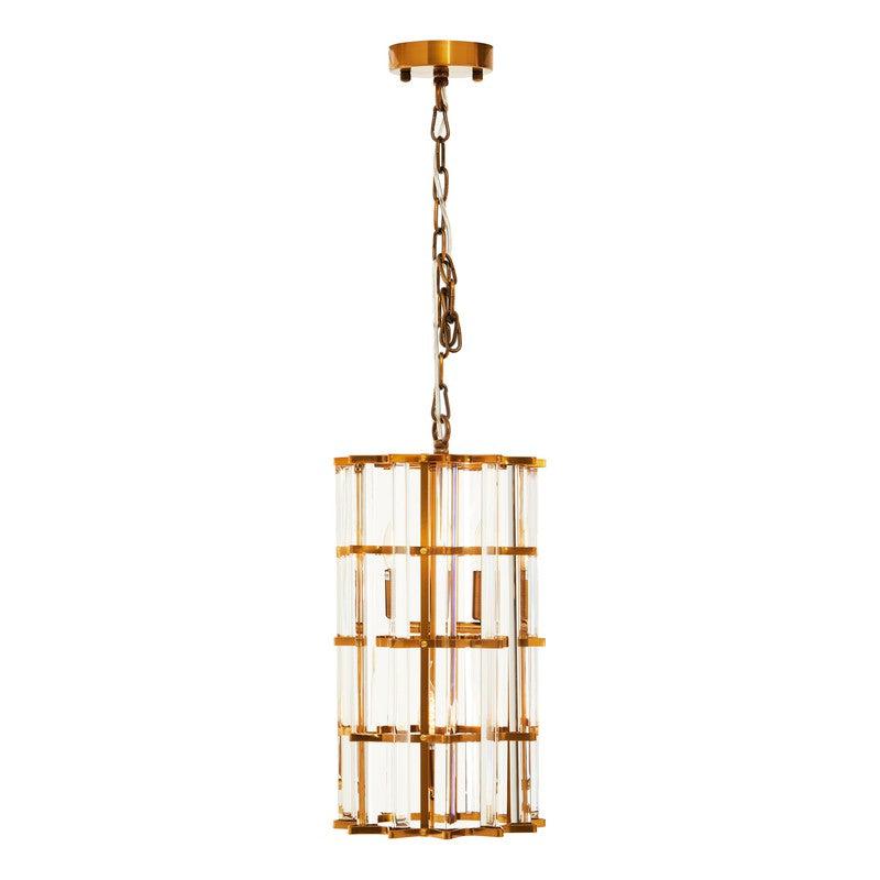 Ayala Small Vertical Brass Cylinder Chandelier-Wrenford & Co.-Brass-nirohome