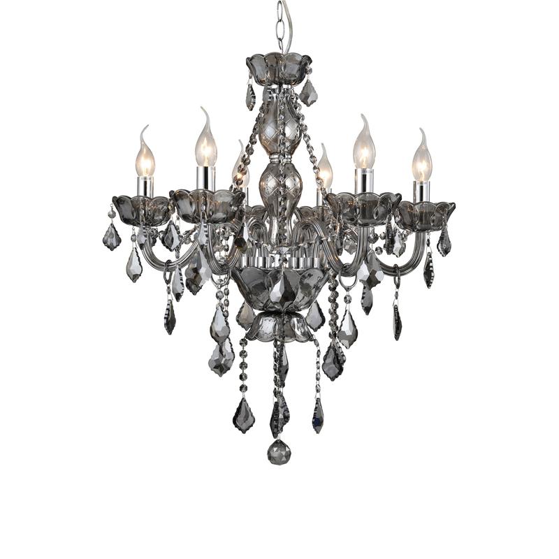 Ayala Smoked Chrome and Crystal Chandelier-Wrenford & Co.-nirohome