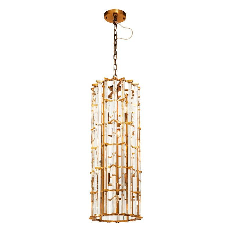 Ayala Vertical Brass Cylinder Chandelier-Wrenford & Co.-nirohome